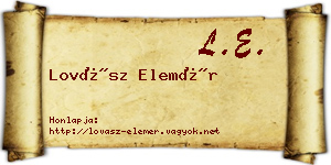 Lovász Elemér névjegykártya